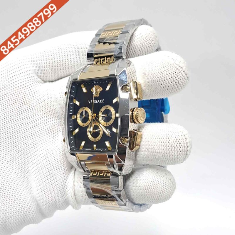 Versace Dominus Chronograph Dual Tone Black Dial Swiss Watch - Image 2