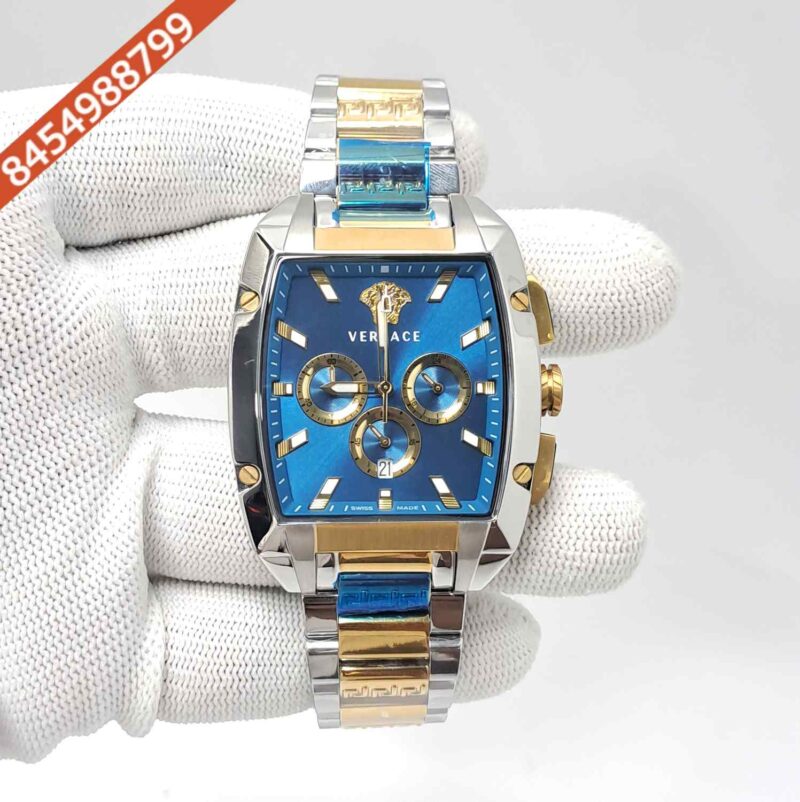 Versace Dominus Chronograph Dual Tone Blue Dial Swiss Watch