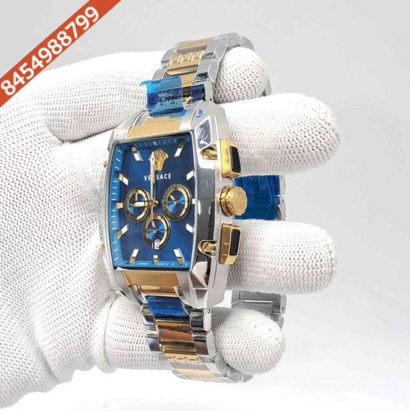 Versace Dominus Chronograph Dual Tone Blue Dial Swiss Watch - Image 2