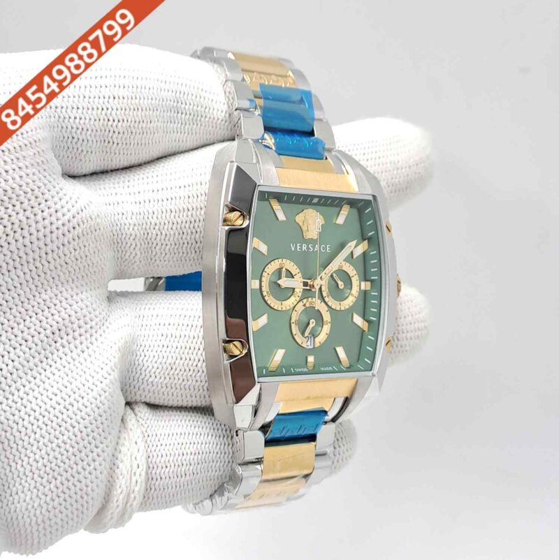Versace Dominus Chronograph Dual Tone Green Dial Swiss Watch - Image 3