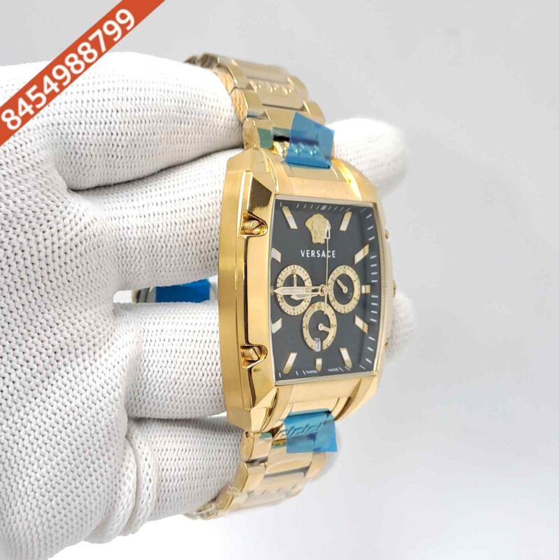 Versace Dominus Chronograph Full Gold Black Dial Swiss Watch - Image 3