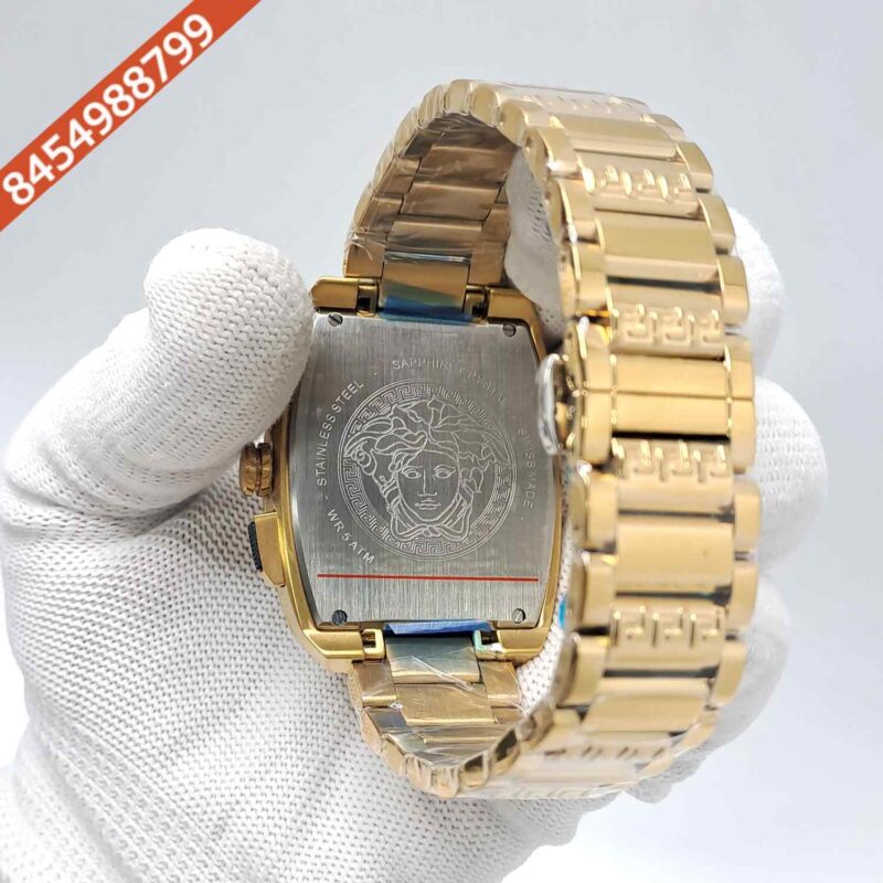 Versace Dominus Chronograph Full Gold Black Dial Swiss Watch - Image 4