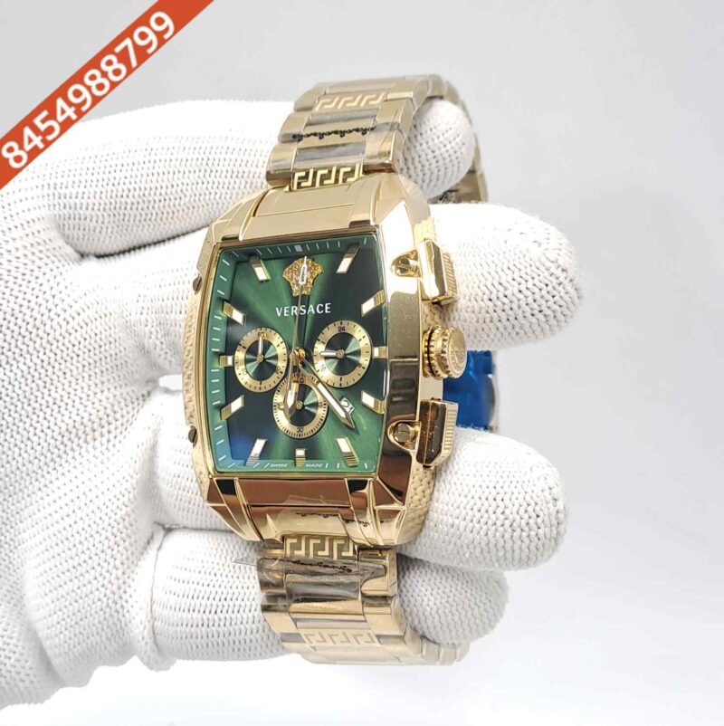Versace Dominus Chronograph Full Gold Green Dial Swiss Watch - Image 2
