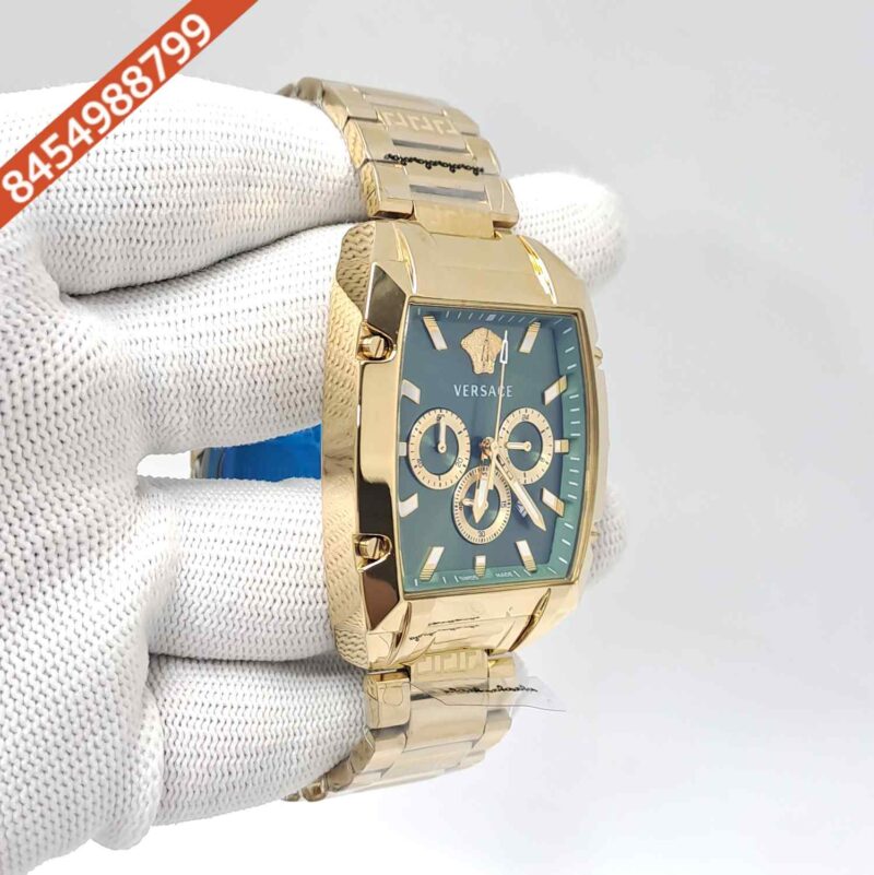 Versace Dominus Chronograph Full Gold Green Dial Swiss Watch - Image 3