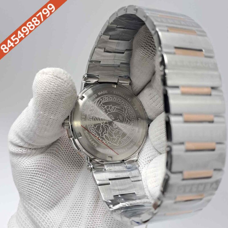 Versace Greca Logo Chronograph Dual Tone White Dial Swiss Watch - Image 4