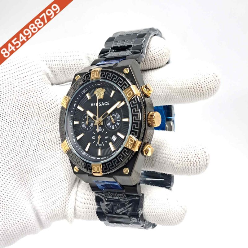 Versace V-Sporty Greca Chronograph Full Black Edition Swiss Watch - Image 2