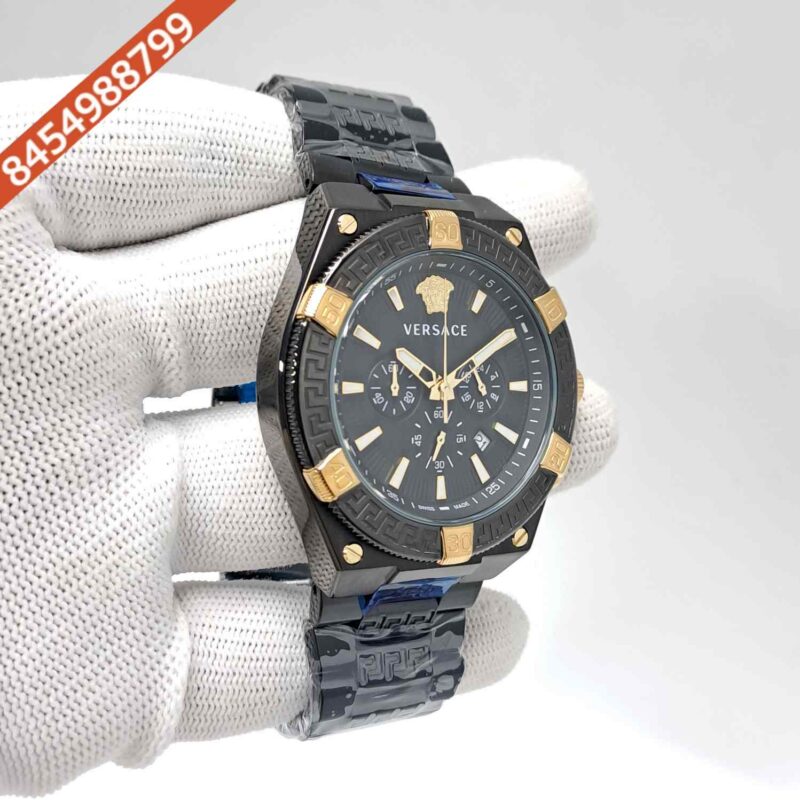 Versace V-Sporty Greca Chronograph Full Black Edition Swiss Watch - Image 3