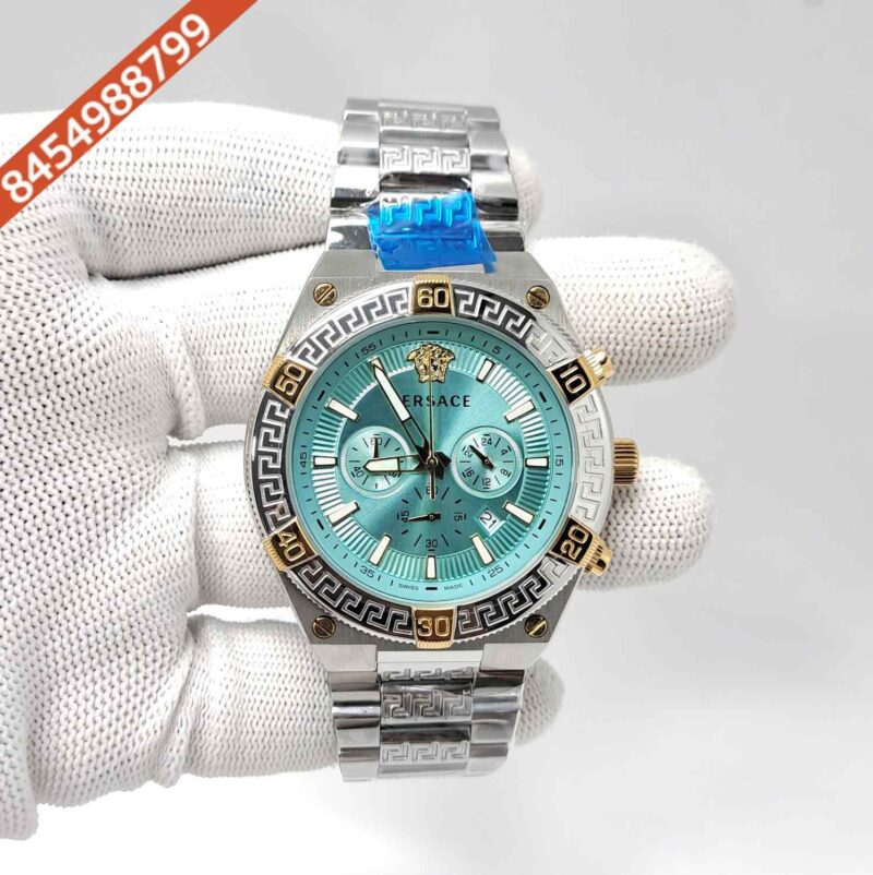 Versace V-Sporty Greca Chronograph Steel Blue Dial Swiss Watch