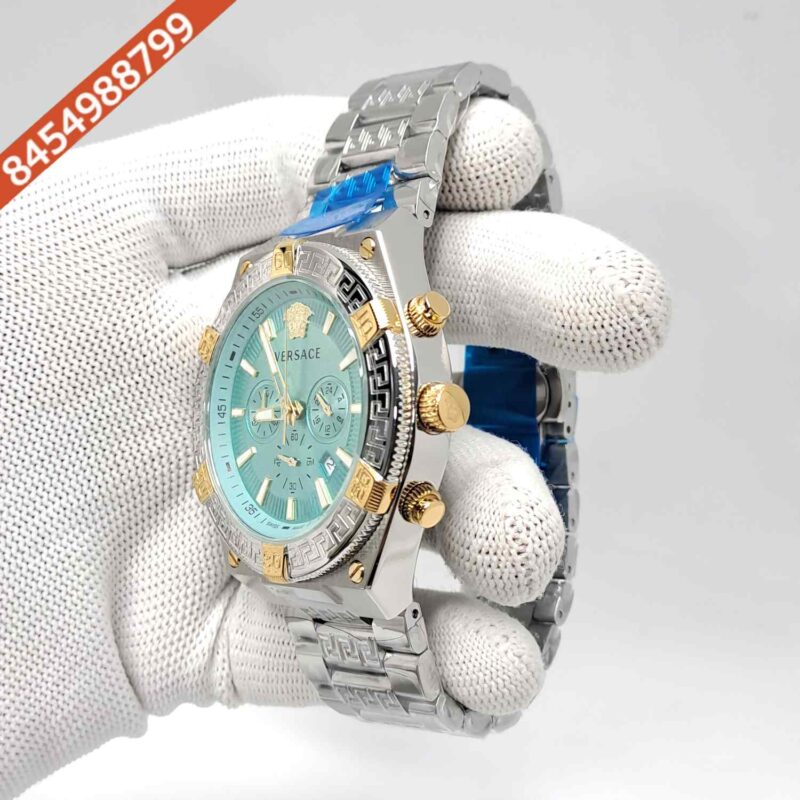 Versace V-Sporty Greca Chronograph Steel Blue Dial Swiss Watch - Image 2