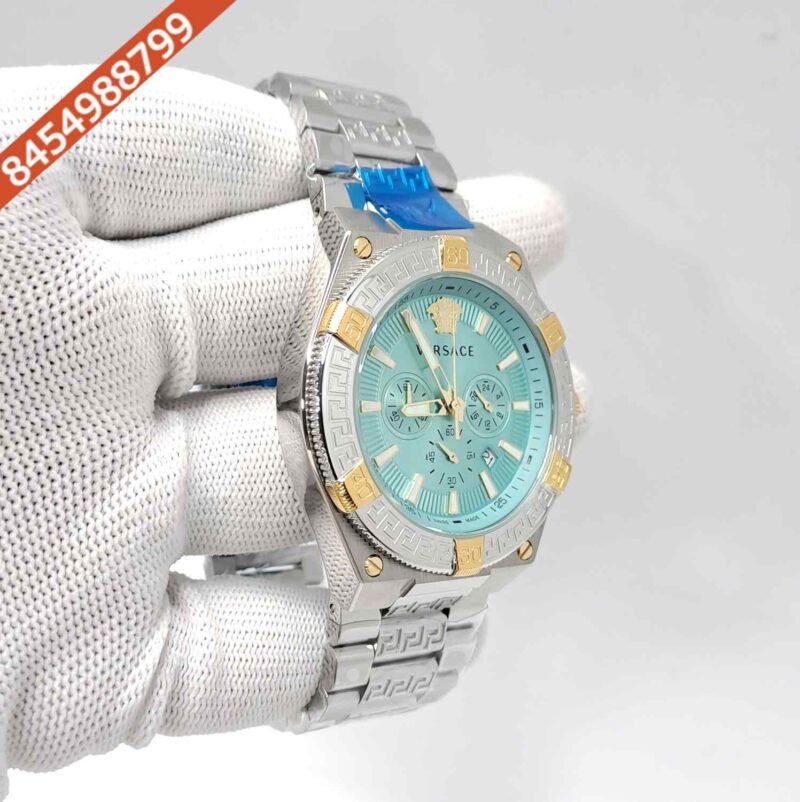 Versace V-Sporty Greca Chronograph Steel Blue Dial Swiss Watch - Image 3