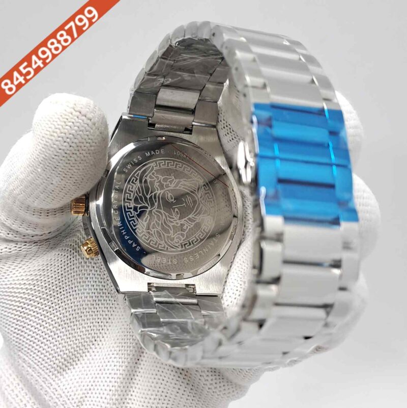 Versace V-Sporty Greca Chronograph Steel Blue Dial Swiss Watch - Image 4