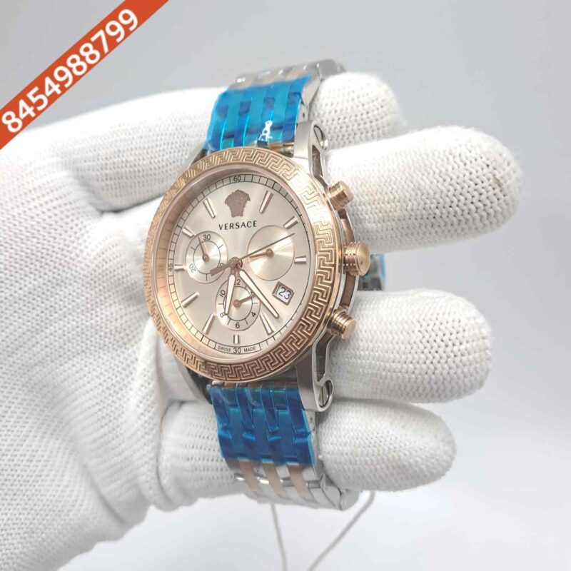 Versace Chronograph Dual Tone White Dial Store Quality Swiss Watch - Image 2