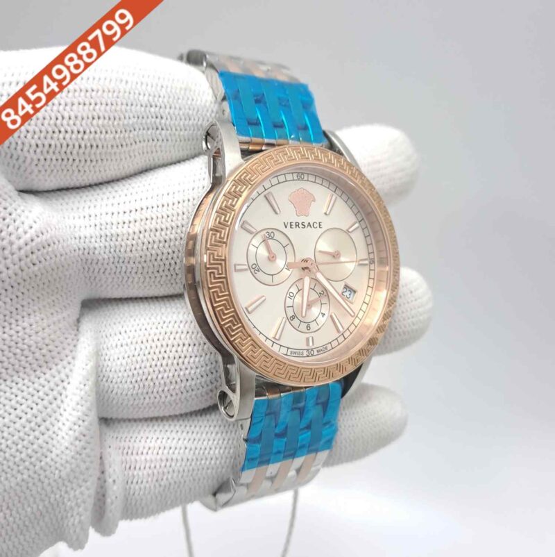 Versace Chronograph Dual Tone White Dial Store Quality Swiss Watch - Image 3