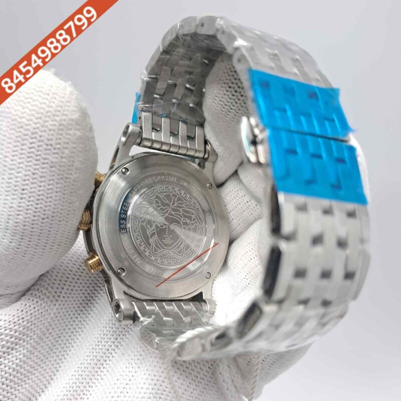 Versace Chronograph Steel Blue Dial Store Quality Swiss Watch - Image 4