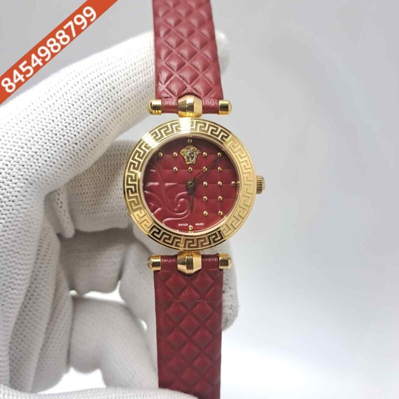 Versace vanitas Micro Red Dial Red Leather Strap Swiss Watch