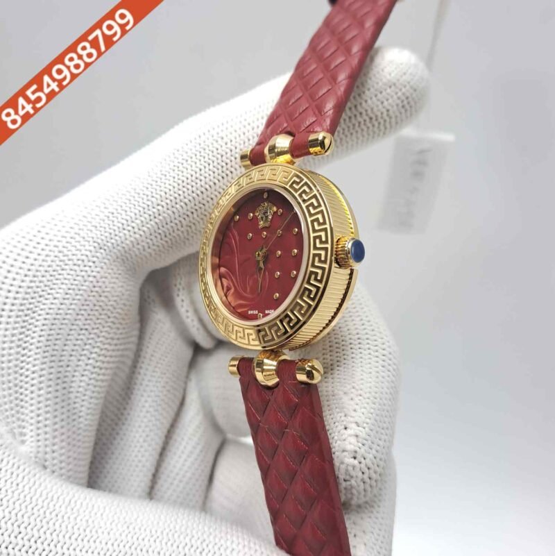 Versace vanitas Micro Red Dial Red Leather Strap Swiss Watch - Image 2