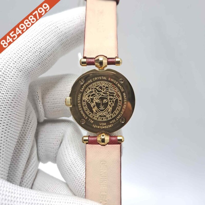 Versace vanitas Micro Red Dial Red Leather Strap Swiss Watch - Image 4