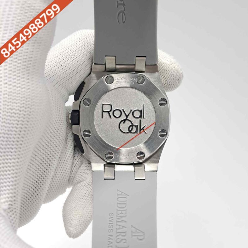 Audemars Piguet Royal Oak Offshore Blue Chronograph Silver Grey Dial Grey Rubber Strap Swiss Watch - Image 4