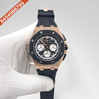 Audemars Piguet Royal Oak Offshore Chronograph Rose Gold Black Dial Black Rubber Strap Swiss Watch
