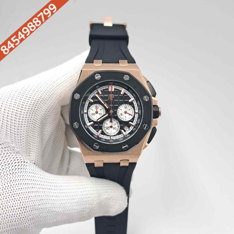 Audemars Piguet Royal Oak Offshore Chronograph Rose Gold Black Dial Black Rubber Strap Swiss Watch