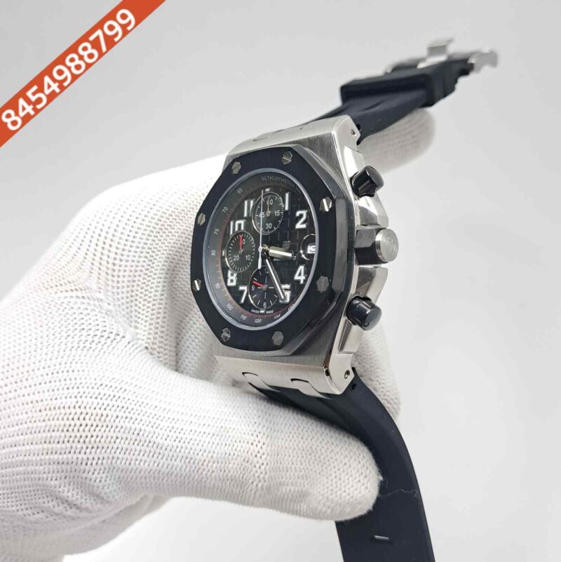 Audemars Piguet Royal Oak Offshore Chronograph Silver Black Dial Black Rubber Strap Swiss Watch - Image 2