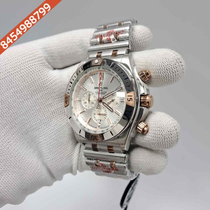 Breitling Chronometer 1884 Dual Tone White Dial Swiss Watch - Image 2