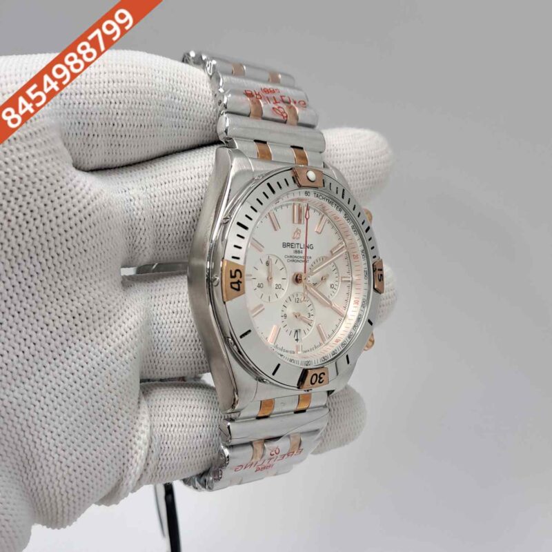 Breitling Chronometer 1884 Dual Tone White Dial Swiss Watch - Image 3