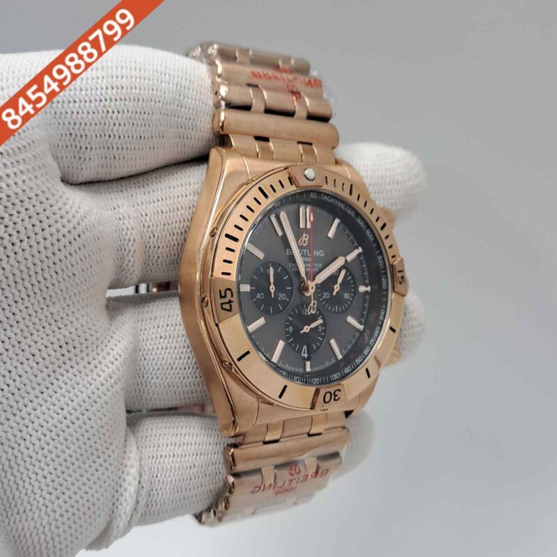 Breitling Chronometer 1884 Full Rose Gold Black Dial Swiss Watch - Image 3