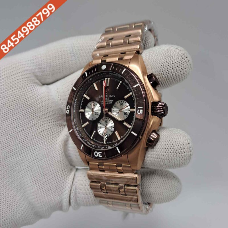 Breitling Chronometer 1884 Full Rose Gold  Brown Bazel Brown Dial Swiss Watch - Image 2