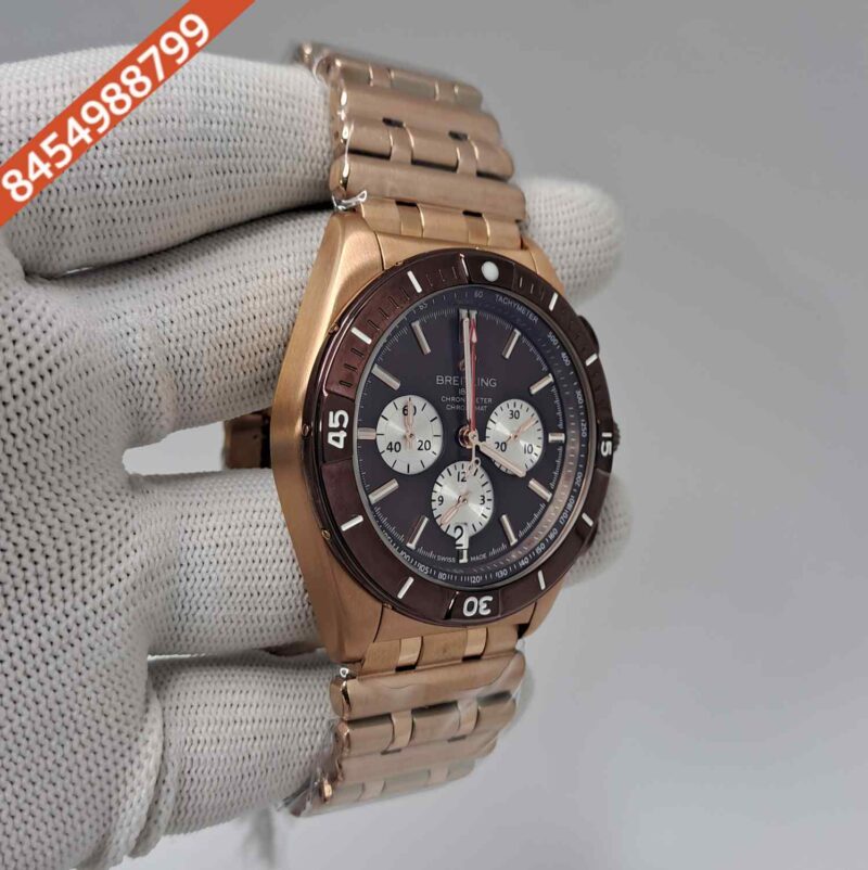 Breitling Chronometer 1884 Full Rose Gold  Brown Bazel Brown Dial Swiss Watch - Image 3