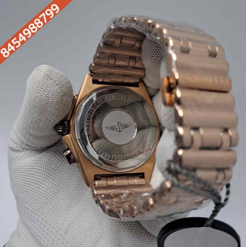 Breitling Chronometer 1884 Full Rose Gold  Brown Bazel Brown Dial Swiss Watch - Image 4