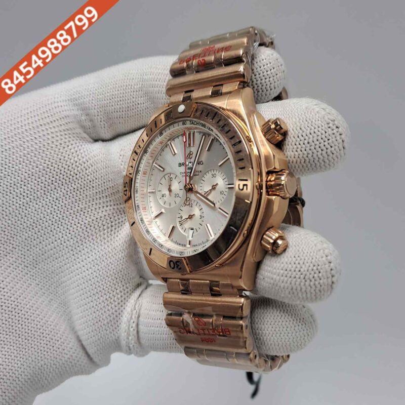 Breitling Chronometer 1884 Full Rose Gold White Dial Swiss Watch - Image 2
