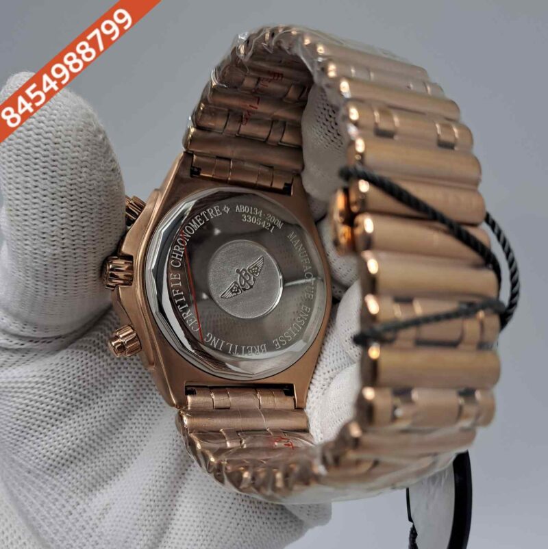 Breitling Chronometer 1884 Full Rose Gold White Dial Swiss Watch - Image 4