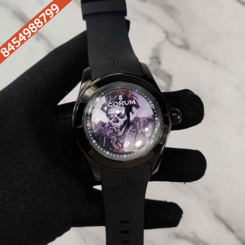 CORUM BIG BUBBLE MAGICAL 52 VOODOO MATT BARNES Face Dial Black Rubber strap Swiss Automatic Watch