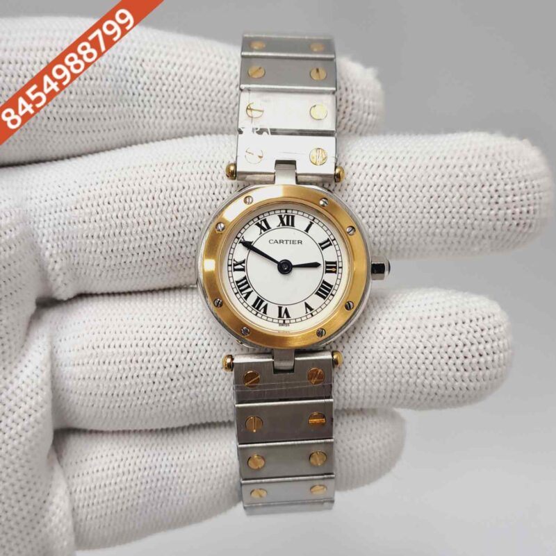 Cartier Pre-owned Santos Dual Tone Steel White Dial Swiss Quartz Watch