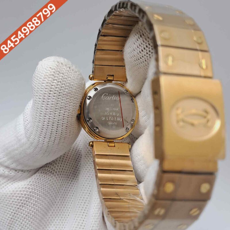 Cartier Pre-owned Santos Full Gold White Dial Swiss Quartz Watch - Image 4