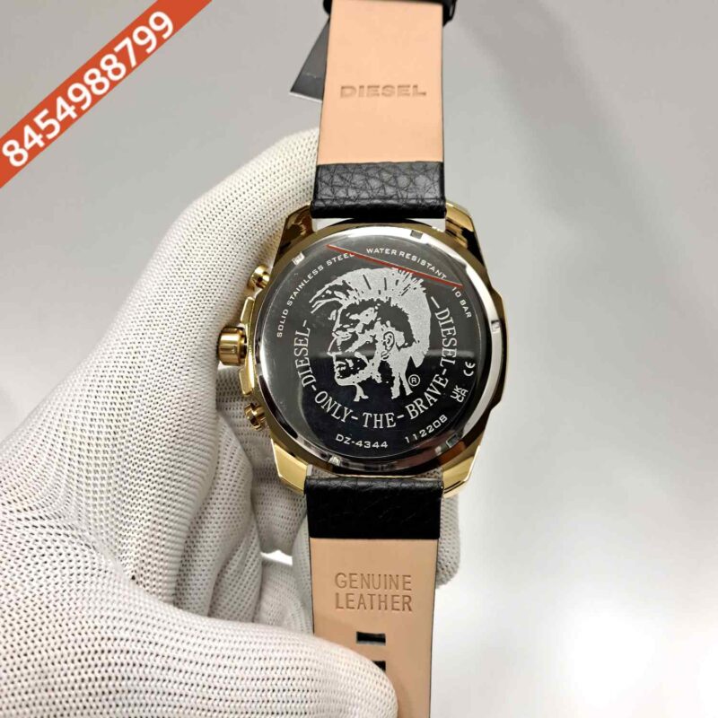 Diesel Mega Chief Chronograph  Black Dial Leather Strap Swiss Quartz Watch - Image 4