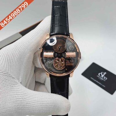 Jacob & Co. and The Godfather Partnership Rose Gold Black Leather Strap Swiss Automatic Watch