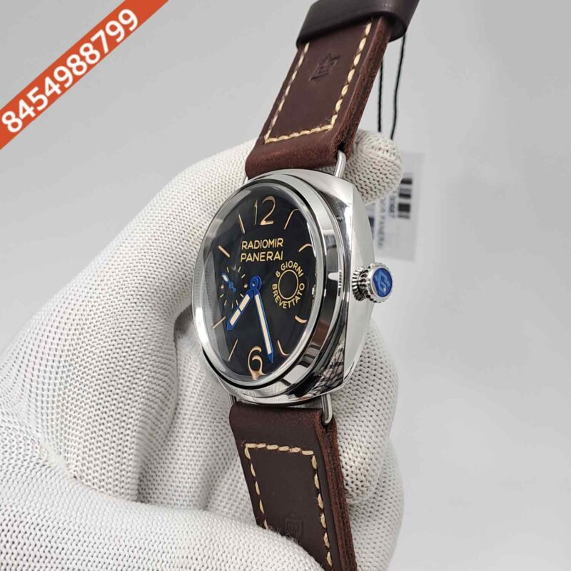 Luminor Panerai Radiomir Giorni Breveatto Steel Black Dial Brown Leather Strap Swiss Automatic Watch - Image 2