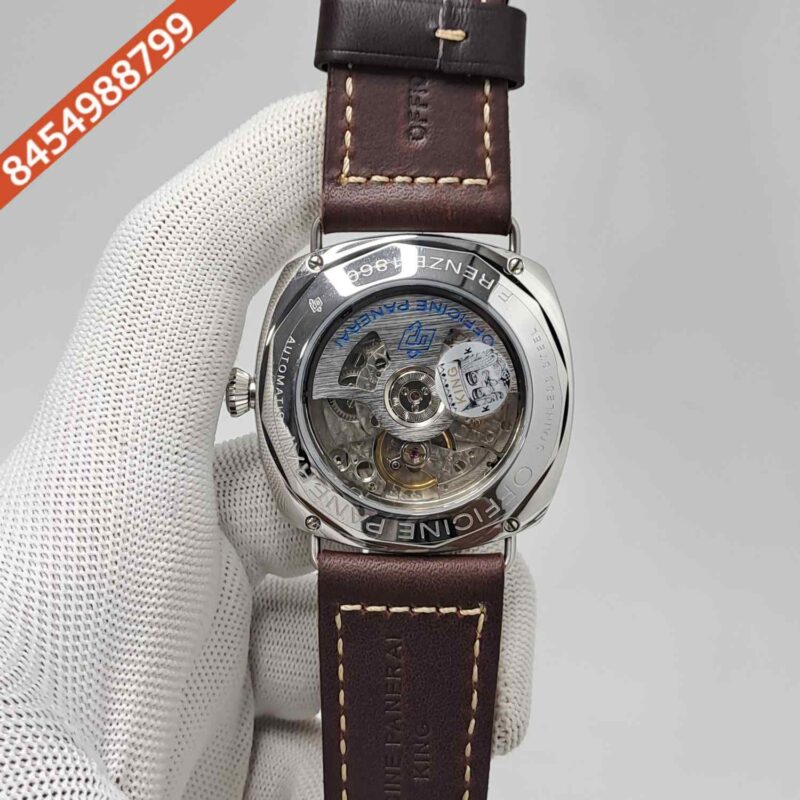 Luminor Panerai Radiomir Giorni Breveatto Steel Black Dial Brown Leather Strap Swiss Automatic Watch - Image 4