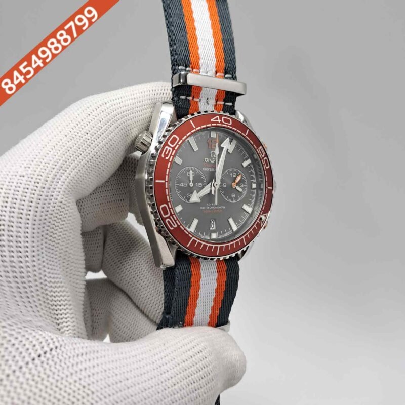 Omega Planet Ocean 600M Boutique Steel Grey Dial White & Orange Nato Strap Swiss Watch - Image 3