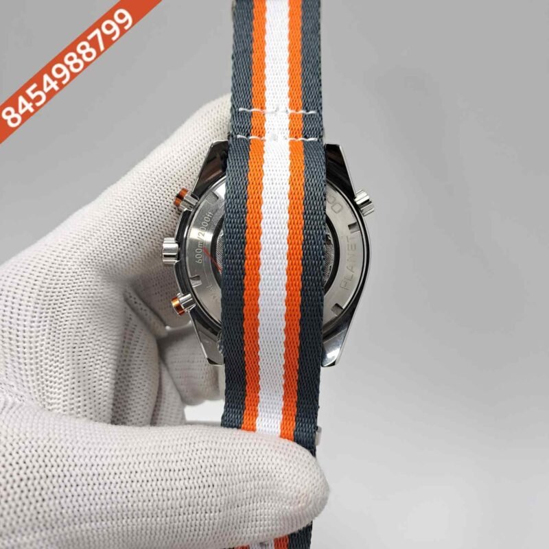 Omega Planet Ocean 600M Boutique Steel Grey Dial White & Orange Nato Strap Swiss Watch - Image 4