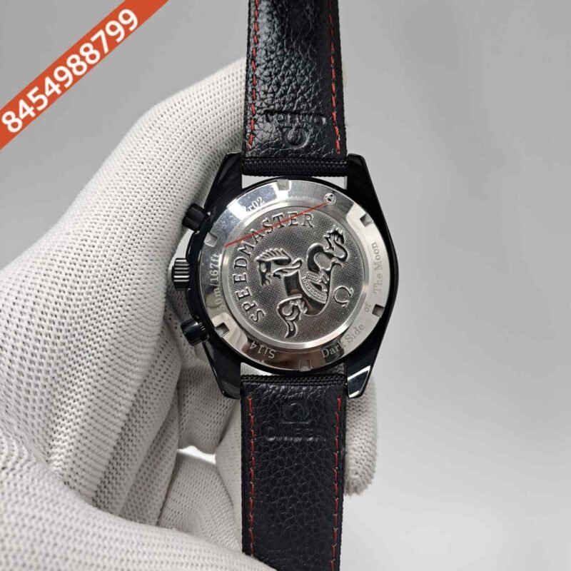 Omega Speedmaster Professional Moonwatch Chronograph Full Black Leather Swiss Watch - Image 4