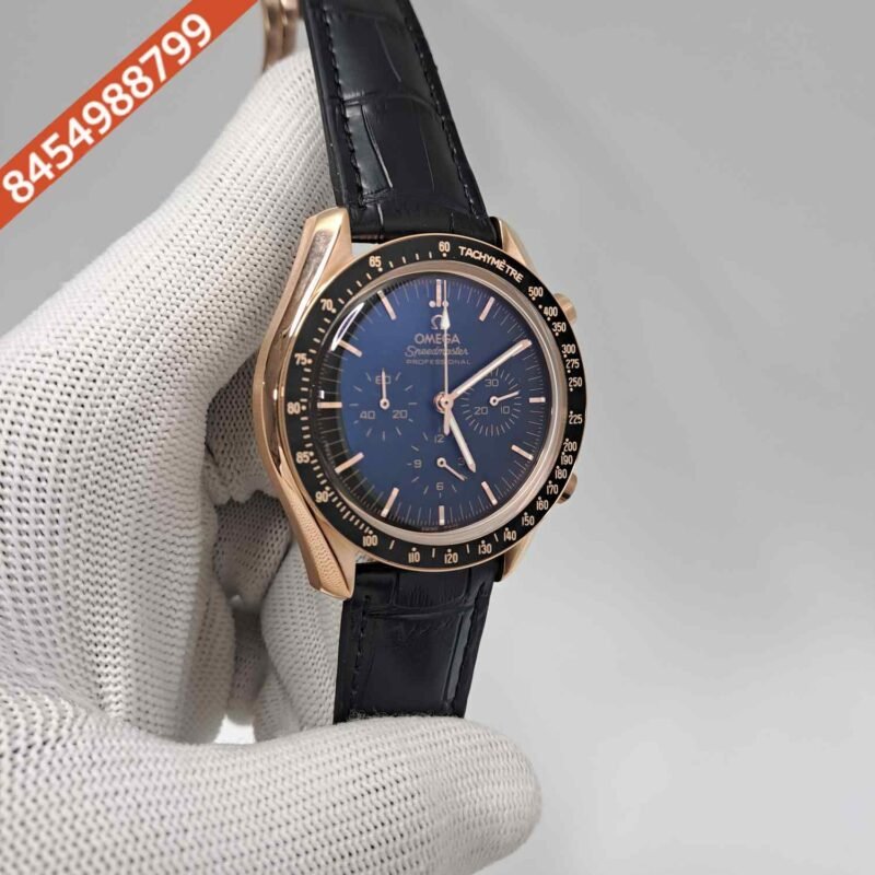 Omega Speedmaster Professional Moonwatch Chronograph Rose Gold Black Dial Swiss Watch - Image 3