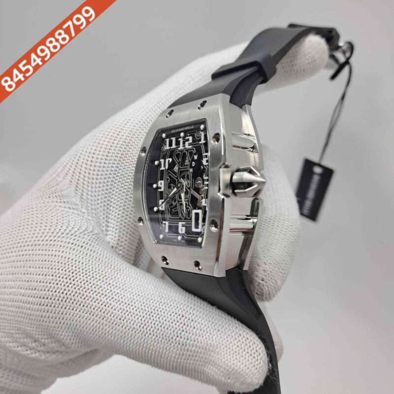 Richard Mille 67-01 Silver Black Dial  Black Rubber Strap Swiss Automatic Watch - Image 2