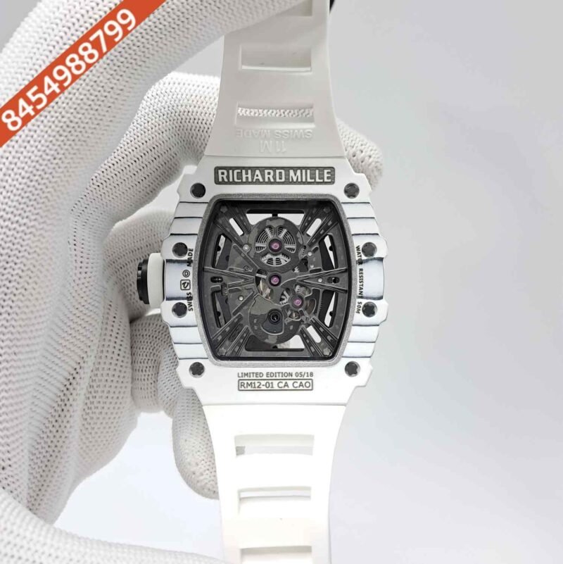 Richard Mille RM 12-01 Tourbillon Full White Swiss Automatic ETA Watch - Image 4