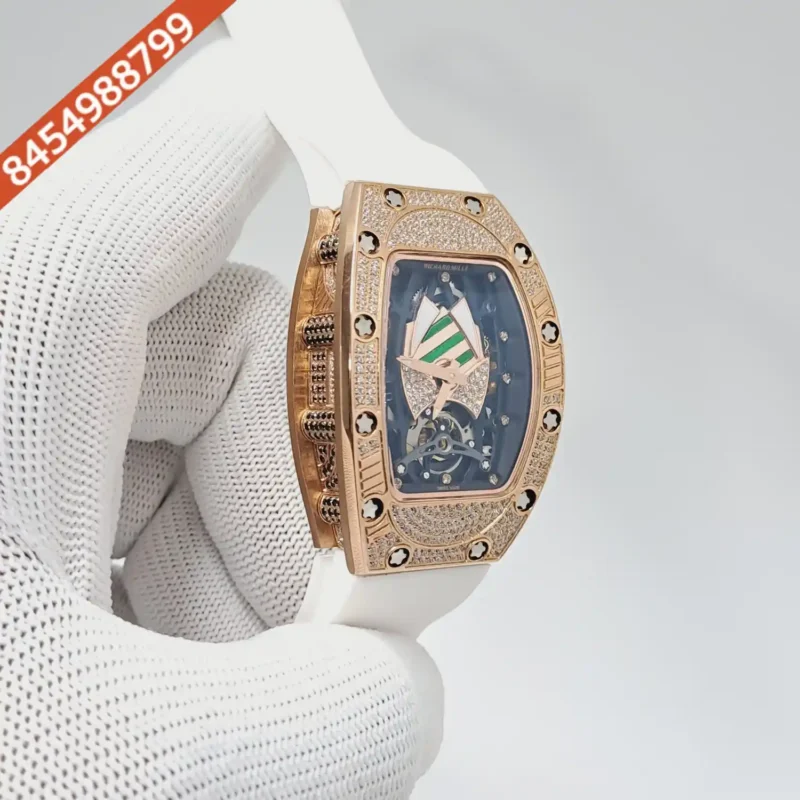 Richard Mille RM 71-01 Automatic Tourbillon Talisman Diamond Rose Gold White Rubber Strap Swiss Automatic Watch - Image 3