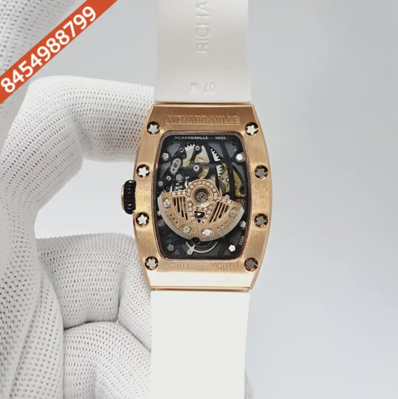 Richard Mille RM 71-01 Automatic Tourbillon Talisman Diamond Rose Gold White Rubber Strap Swiss Automatic Watch - Image 4