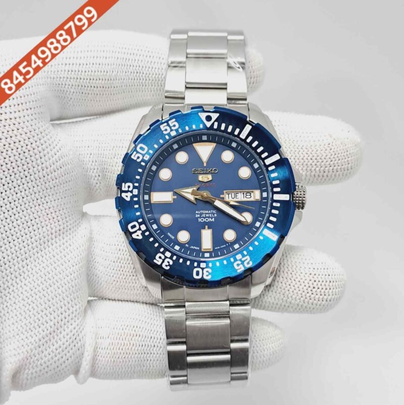 Seiko 5 Sports Steel Blue Bazel Blue Dial Swiss Automatic Watch