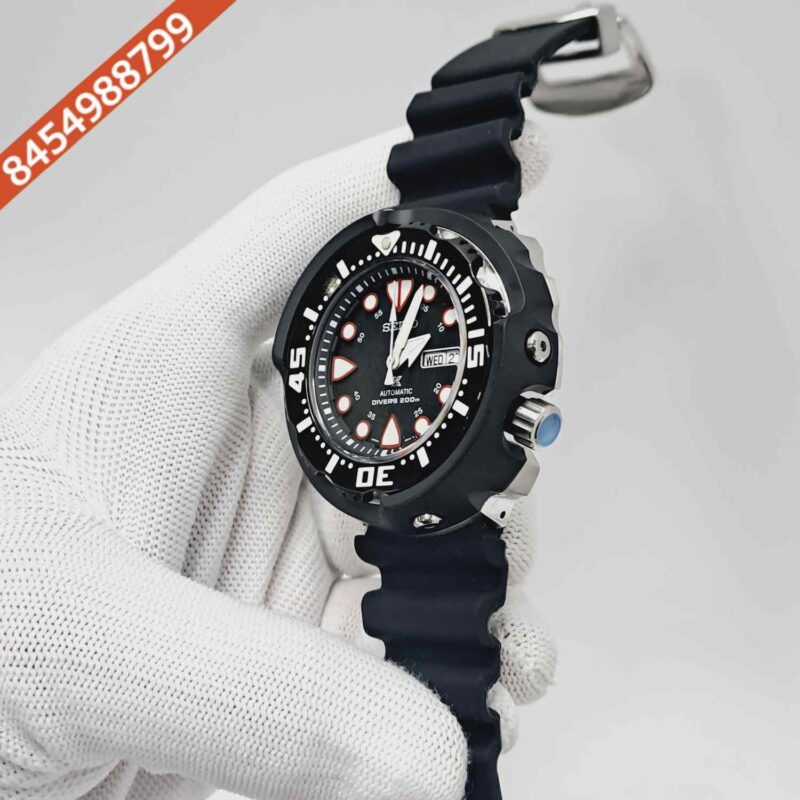 Seiko Prospex Sea Divers 200M Black Dial Black Rubber Strap Swiss Automatic Watch - Image 2